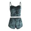 N / D Women Sexy Strappy Babydoll Lingerie Satin Velvet Pajama Set Straps Camisole with Shorts 2 Piece Sleepwear Shorts (Green, L) view 2
