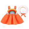 Baby Girls Rainbow Tutu Dress Summer Sleeveless Backless Princess Birthday Party Dresses Toddler Little Girl First Communion Pageant Flower Bowknot Sundress with Straw Hat Outfit Clothes Orange 6-12M view 1