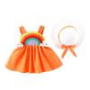 Baby Girls Rainbow Tutu Dress Summer Sleeveless Backless Princess Birthday Party Dresses Toddler Little Girl First Communion Pageant Flower Bowknot Sundress with Straw Hat Outfit Clothes Orange 6-12M view 3