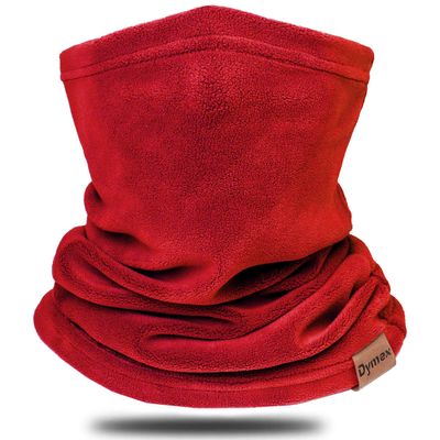 Dymex Neck Warmer Gaiter Winter Fleece Neck Cover Balaclava Windproof Face Cover Mask for Ski Motorcycle (Red, 1)