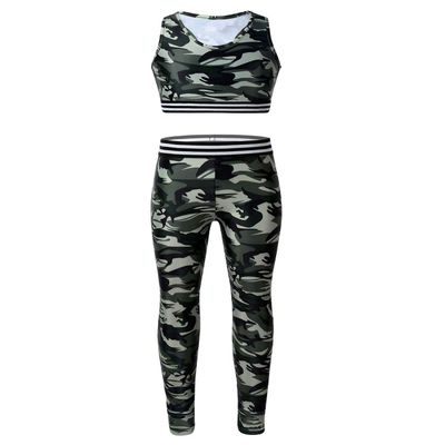 Alvivi Kids Girls Athletic Tracksuits Gym Workout Active Outfits Sleeveless Racer Back Sports Bra Crop Tops with Legging Army_Green 12