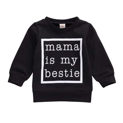 Goelsakurara Toddler Infant Baby Boy Clothes Long Sleeve Top Letter Print Pullover Sweatshirt Blouse Fall Winter Outfit (B-Black,0-6 Months)