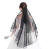 Vintage Black Tulle Cathedral Wedding Veil - Sheer Face Mantilla Headpiece for Bride & Halloween Costume view 1