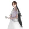 Vintage Black Tulle Cathedral Wedding Veil - Sheer Face Mantilla Headpiece for Bride & Halloween Costume view 2