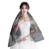 Vintage Black Tulle Cathedral Wedding Veil - Sheer Face Mantilla Headpiece for Bride & Halloween Costume view 3