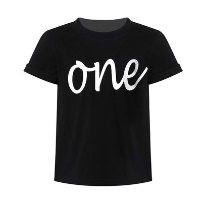 Kaerm Infant Boys One Lettered Printed T Shirts Tops Athletic Active Tee Toddler Birthday Party Wear Black Tee 6-12 Months