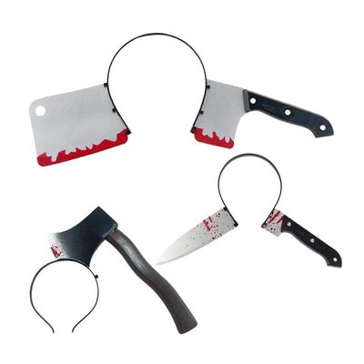NUOBESTY Knife Headband Halloween Ax through Head Bloody Hatchet Headband Party Creepy Costume Trick Props Hair Hoop Hair Band,3 Pieces