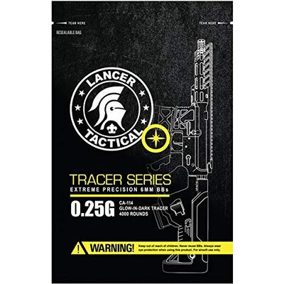 Lancer Tactical Tracer BB Airsoft Performance Pro Series 4000 Round Airsoft Tracer BBS 0.23g-0.28g for Airsoft High FPS Performance Glow-0.25g