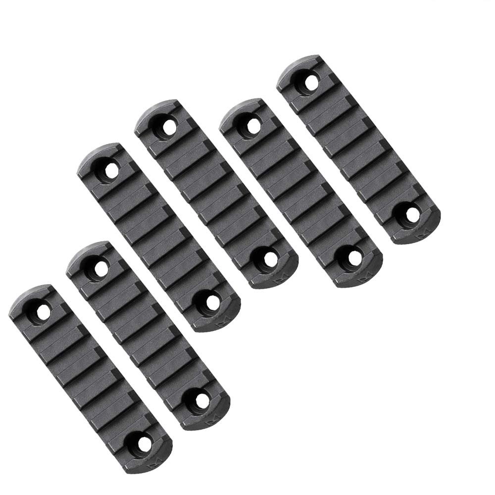 360 Tactical 7 Slots Rail Section for M Lok Handguard Seven Slots Rail Picatinny Rail (Set of 6 Pieces- Black)