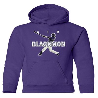 Baku Apparel Colorado Fans Charlie AIR Pic Blackmon Boys Girls Youth Hooded Sweatshirt (Purple, Youth - X-Large)