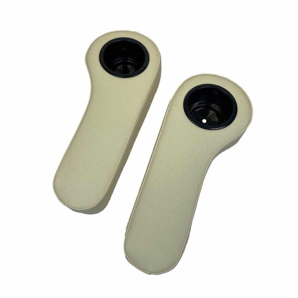 Golf Cart Rear Seat Armrest Cushion with Cup Holder (Set of 2) (White)