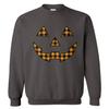Tcombo Plaid Pumpkin Face - Halloween Outfit Unisex Crewneck Sweatshirt (Plaid Face - Charcoal, XX-Large) view 1