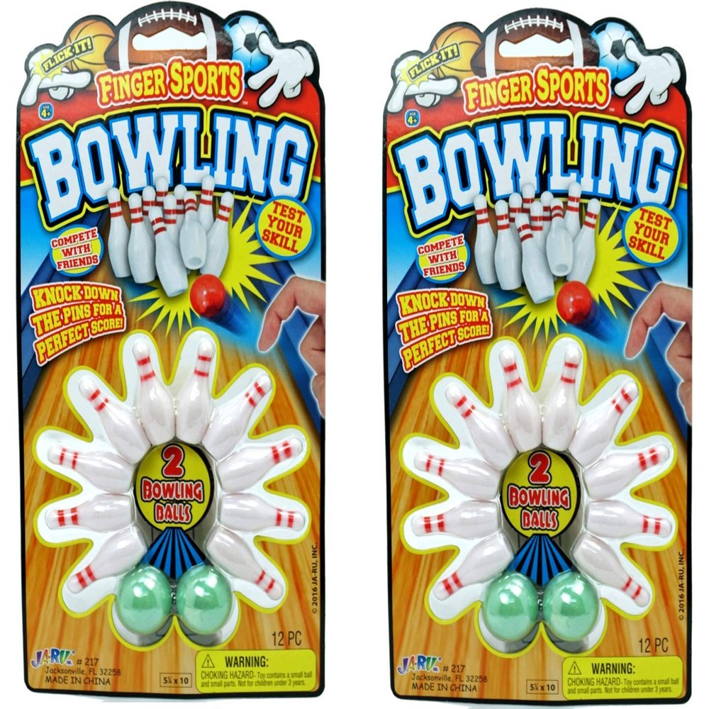 JA-RU Mini Bowling Set (2 Pack) Mini Bowling Pins & Bowling Balls | Small Tabletop Game for Kids | Bowling Party Favors, Stocking Stuffers, Classroom Prizes, & Bowler Gift Ideas. 217-2p