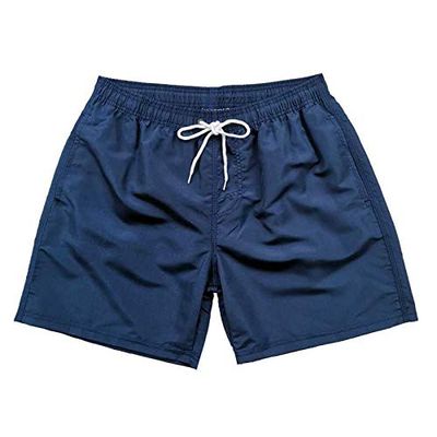 The Season Essentials Fashionable Swim Trunks for Men Quick Dry Nylon Swim Shorts Bathing Suits  Navy Solid, XX-Large