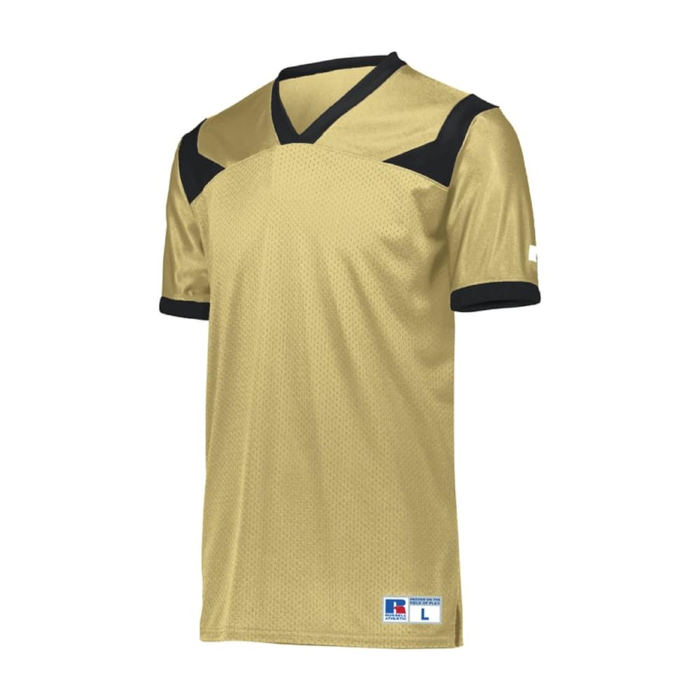 Russell Athletic Phenom6 Flag Football Jersey - Premium Performance Mesh Jersey for Men, Elite Football Wear, Advanced Design for Optimal Movement and Comfort, Gt Gold/Black M