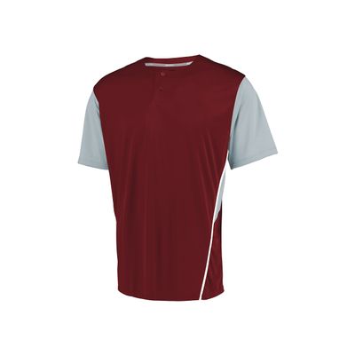 Russell Athletic Youth Two-Button Placket Jersey Cardinal/Baseball Grey L