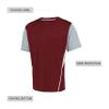 Russell Athletic Youth Two-Button Placket Jersey Cardinal/Baseball Grey L view 3