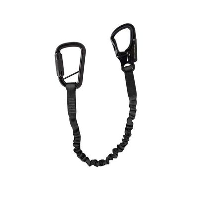 Fusion Tactical Tactical 2ft 24"x1" Internal Elastic Bungee Military Police Personal Retention Helo Lanyard with Dual Locking Snap Hook Carabiner 23kN Black(Made in USA)