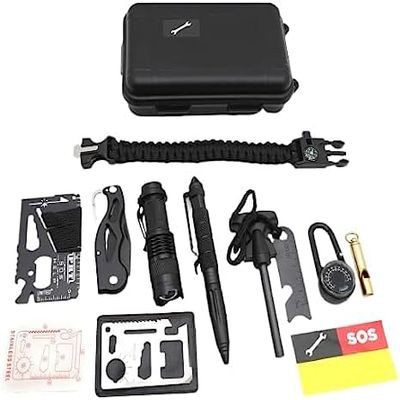 SMT- Sport Camping Outdoor Gear Survival Kit 8 in 1 Portable Foldable Emergency Tools Military Tactical Outdoor Disaster Zombie [P/N: ET-OUTDOOR004-RAW]