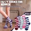 ANTSANG Womens Fuzzy Socks Fluffy Slipper Cozy Cabin Winter Soft Fleece Warm Comfy Thick Christmas Gift Socks (Dark Stripes) view 2
