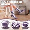 ANTSANG Womens Fuzzy Socks Fluffy Slipper Cozy Cabin Winter Soft Fleece Warm Comfy Thick Christmas Gift Socks (Dark Stripes) view 4