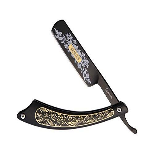 Albainox 18500 Rainblack Straight Razor Black SS Handle Folding Pocket Knife