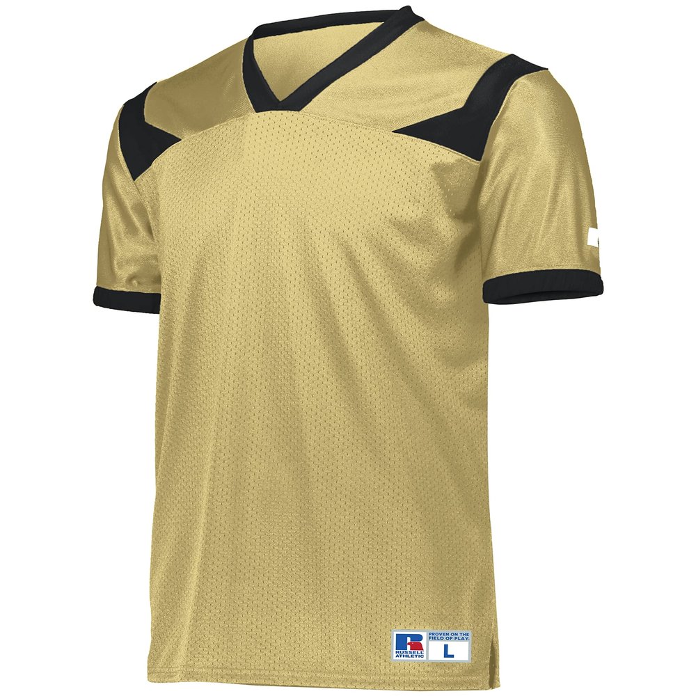 Russell Athletic Youth Phenom6 Flag Football Jersey - Premier Performance and Ultimate Gear for Young Athletes and Stylish Football Jersey for Young Players, Gt Gold/Black L