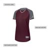 Russell Athletic Ladies Classic V-Neck Jersey Maroon/Steel/White L view 4
