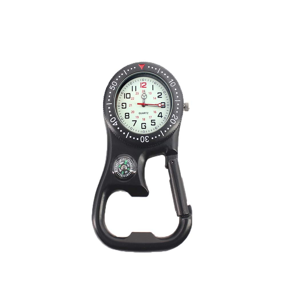 ZOVEDAIUG Clip On Quartz Carabiner Watch with Bottle Opener, Backpack Waterproof and Shockproof Pocket Watch Outdoor Clip-on Watch