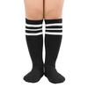 Durio Kids Soccer Socks Toddler Sports Soccer Socks for Boys and Girls Knee High Socks Black with White Stripes view 1