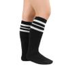Durio Kids Soccer Socks Toddler Sports Soccer Socks for Boys and Girls Knee High Socks Black with White Stripes view 2