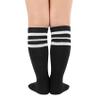 Durio Kids Soccer Socks Toddler Sports Soccer Socks for Boys and Girls Knee High Socks Black with White Stripes view 3