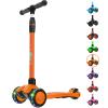 Allek Kick Scooter B03, Lean 'N Glide 3-Wheeled Push Scooter with Extra Wide PU Light-Up Wheels, Any Height Adjustable Handlebar and Strong Thick Deck for Children from 3-12yrs (Orange) view 1