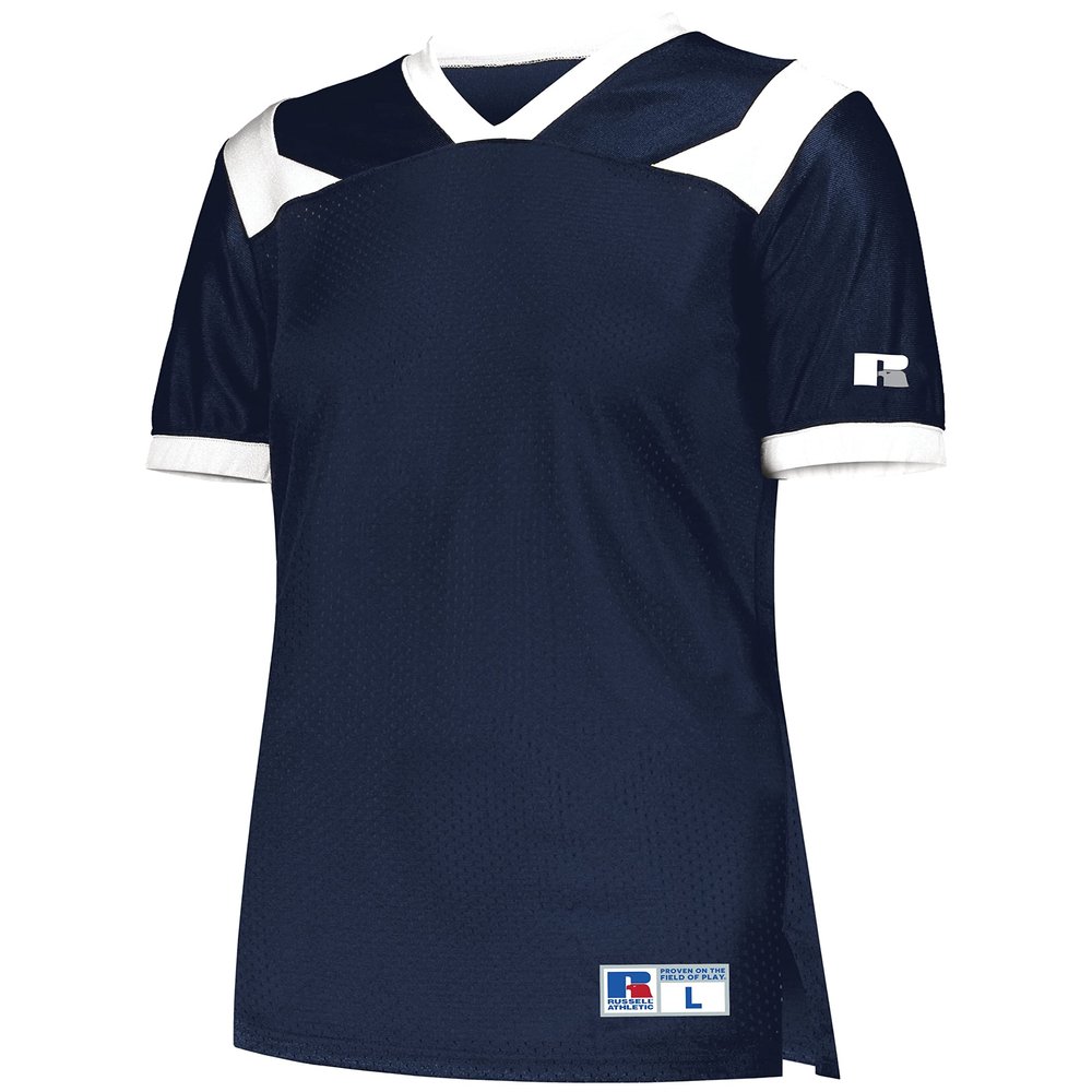 Russell Athletic Ladies Phenom6 Flag Football Jersey  Elite Performance Mesh Football Shirt for Women, Perfect for Team Play & Training, Navy/White XL