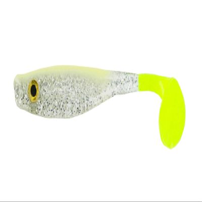 Big Bite Baits 3.5'' Suicide Shad/Bone Silver Glitter Chartreuse Tail (5 Pack)