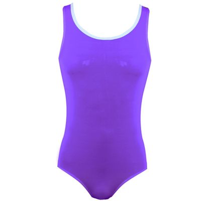 LiiYii Men's Sleeveles Wrestling Singlet Jockstrap Leotard Tank Top Vest Bodysuit Swimwear Purple Large