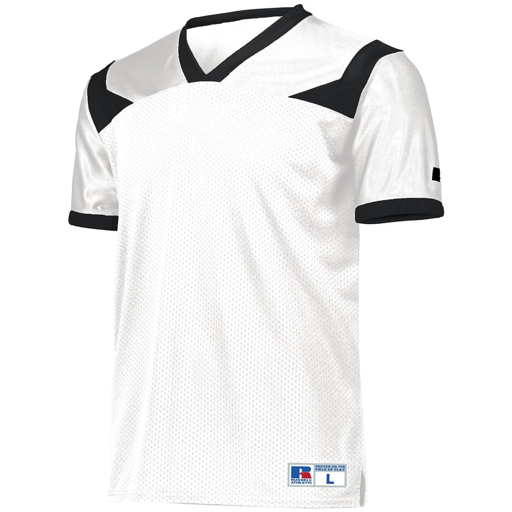Russell Athletic Youth Phenom6 Flag Football Jersey - Premier Performance and Ultimate Gear for Young Athletes and Stylish Football Jersey for Young Players, White/Black XL