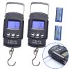 2 Pack Fish Scales, Portable Luggage Weight Scale with Backlit LCD Display 110lb / 50kg Electronic Balance Fishing Postal Hanging Hook Scale with 3.28 ft Measuring Tapes & 4 AAA Batteries (Black) view 1