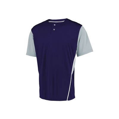 Russell Athletic Performance Two-Button Color Block Jersey Purple/Baseball Grey S