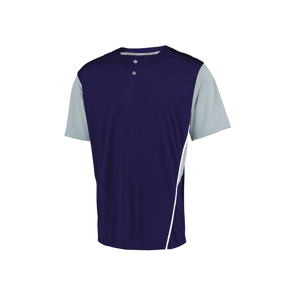 Russell Athletic Performance Two-Button Color Block Jersey Purple/Baseball Grey S