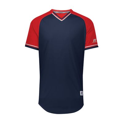 Russell Athletic Youth Classic V-Neck Jersey Navy/True Red/White XL
