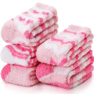 ANTSANG Fuzzy Socks for Women, Fluffy Warm Soft Slipper Socks for Winter & Home, Ideal for Teen Girls(Pink)
