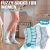ANTSANG Fuzzy Socks for Women, Fluffy Warm Soft Slipper Socks for Winter & Home, Ideal for Teen Girls(Blue Series/White/Grey) view 2