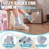 ANTSANG Fuzzy Socks for Women, Fluffy Warm Soft Slipper Socks for Winter & Home, Ideal for Teen Girls(Blue Series/White/Grey) view 4