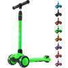 Allek Kick Scooter B03, Lean 'N Glide 3-Wheeled Push Scooter with Extra Wide PU Light-Up Wheels, Any Height Adjustable Handlebar and Strong Thick Deck for Children from 3-12yrs (Lime Green) view 1