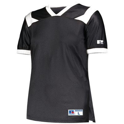 Russell Athletic Ladies Phenom6 Flag Football Jersey Elite Performance Mesh Football Shirt for Women, Perfect for Team Play & Training, Black/White XL
