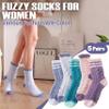 ANTSANG Fuzzy Socks for Women, Fluffy Warm Soft Slipper Socks for Winter & Home, Ideal for Teen Girls(Bright Stripes) view 2