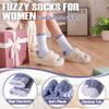 ANTSANG Fuzzy Socks for Women, Fluffy Warm Soft Slipper Socks for Winter & Home, Ideal for Teen Girls(Bright Stripes) view 4