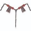 Circle Y Sarah Rose Vintage Hand-Tooled Leather Breast Collar with Red Flower Conchos, Lace & Fringe | Adjustable Stainless Steel Horse Tack for Show & Trail Riding view 1