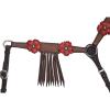Circle Y Sarah Rose Vintage Hand-Tooled Leather Breast Collar with Red Flower Conchos, Lace & Fringe | Adjustable Stainless Steel Horse Tack for Show & Trail Riding view 2